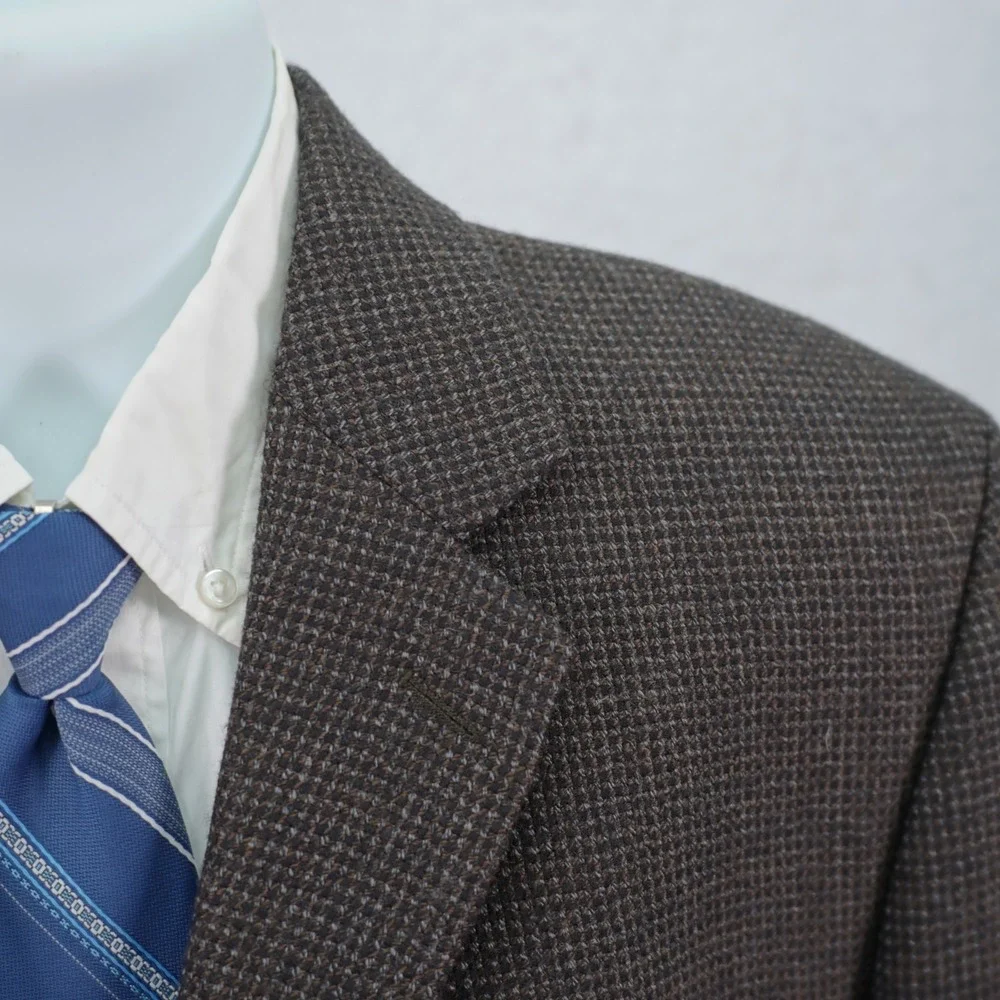 Joe Joseph Abboud Tweed Wool Black Gray Gray Check 3‎ Button 42S